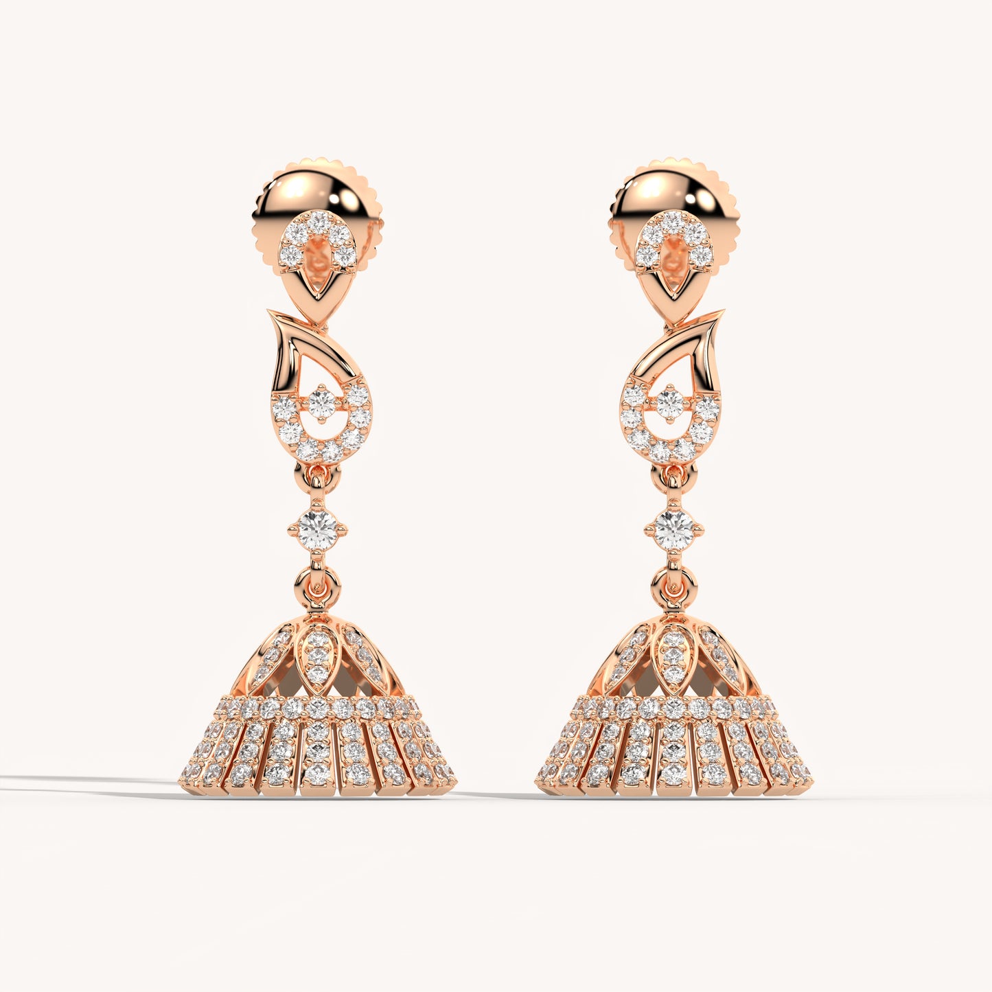 Designer Lab Diamond Jhumkhi  Earrings in 18KT Rose Gold – LFLR-0013