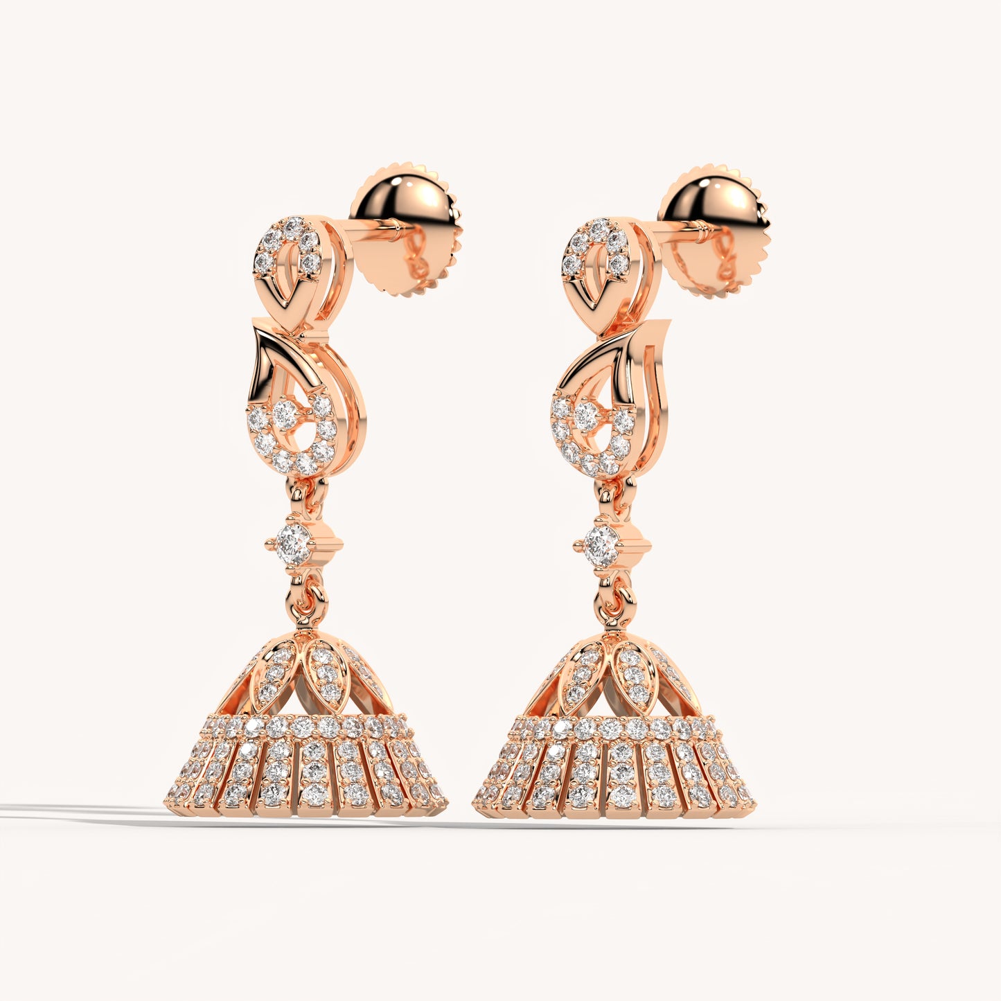 Designer Lab Diamond Jhumkhi  Earrings in 18KT Rose Gold – LFLR-0013