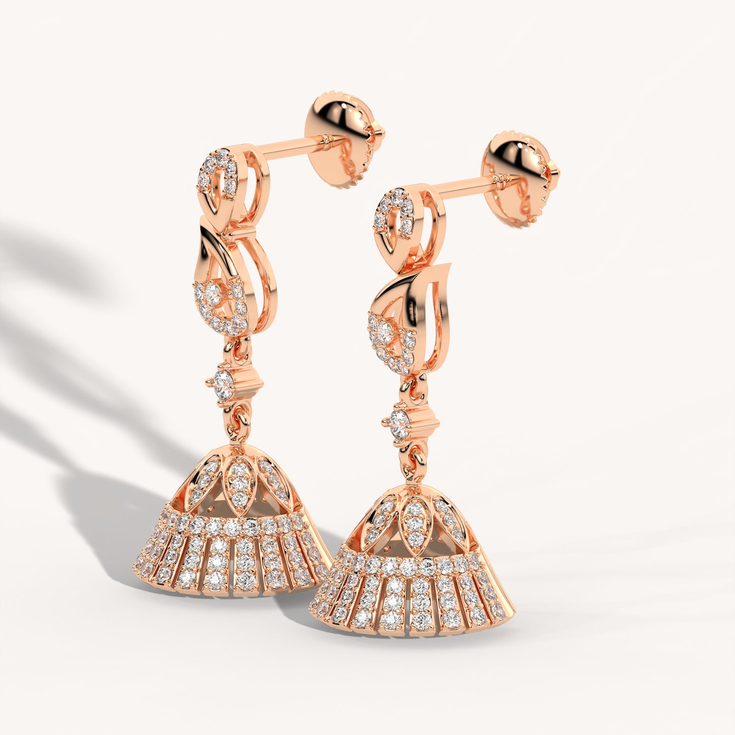 Designer Lab Diamond Jhumkhi  Earrings in 18KT Rose Gold – LFLR-0013