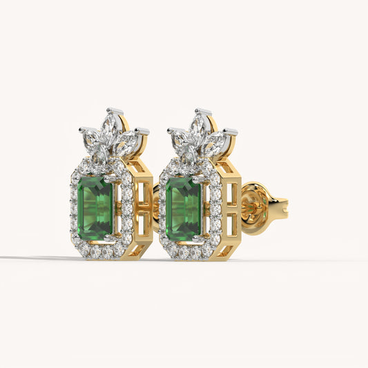 Emerald Blossom Diamond Studs