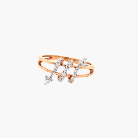 Trendy Arrow Design  Diamond Ring for Women in Rose Gold