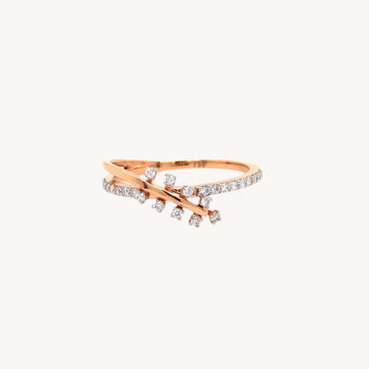 Elegant Rose Gold Open Diamond Ring  – 14K/18K | Modern Crossover Design for Women