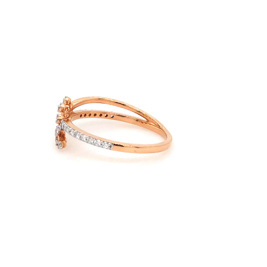 Elegant Rose Gold Open Diamond Ring  – 14K/18K | Modern Crossover Design for Women